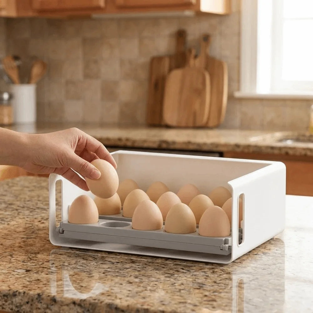 30 Grids 3 Tiers Egg Storage Box Anti-drop Plastic Egg Storage Tray Large Capacity Space Saving Egg Carton Refrigerator Vue