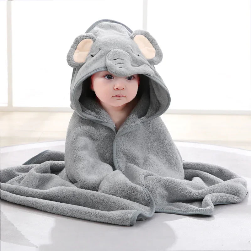 vvocci Baby Bath Towels Soft Toddler Bathrobe Newborn Cartoon Animal Hooded Blanket Warm Sleeping Swaddle Wrap for Boys Girls Vue B324 Gray