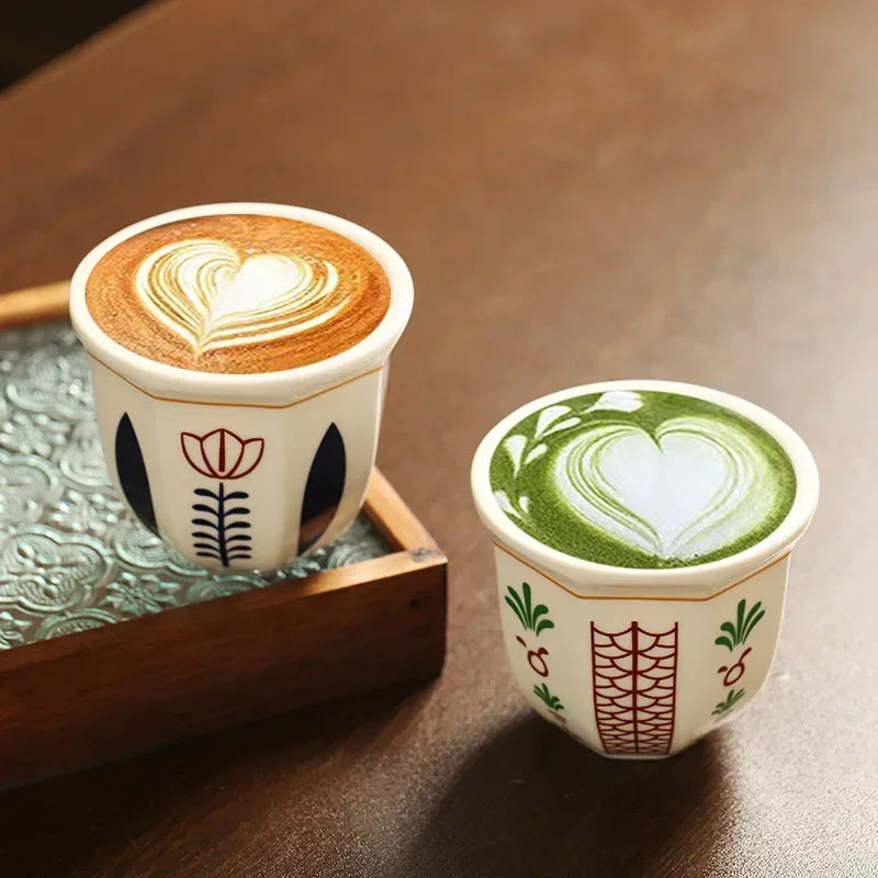 180ml Tea Cup Garland Hand Held Espresso Ceramic Cup Cappuccino Coffee Cup Turkish Coffee Cups Handmade Ceramic Cappuccino Cups Vue