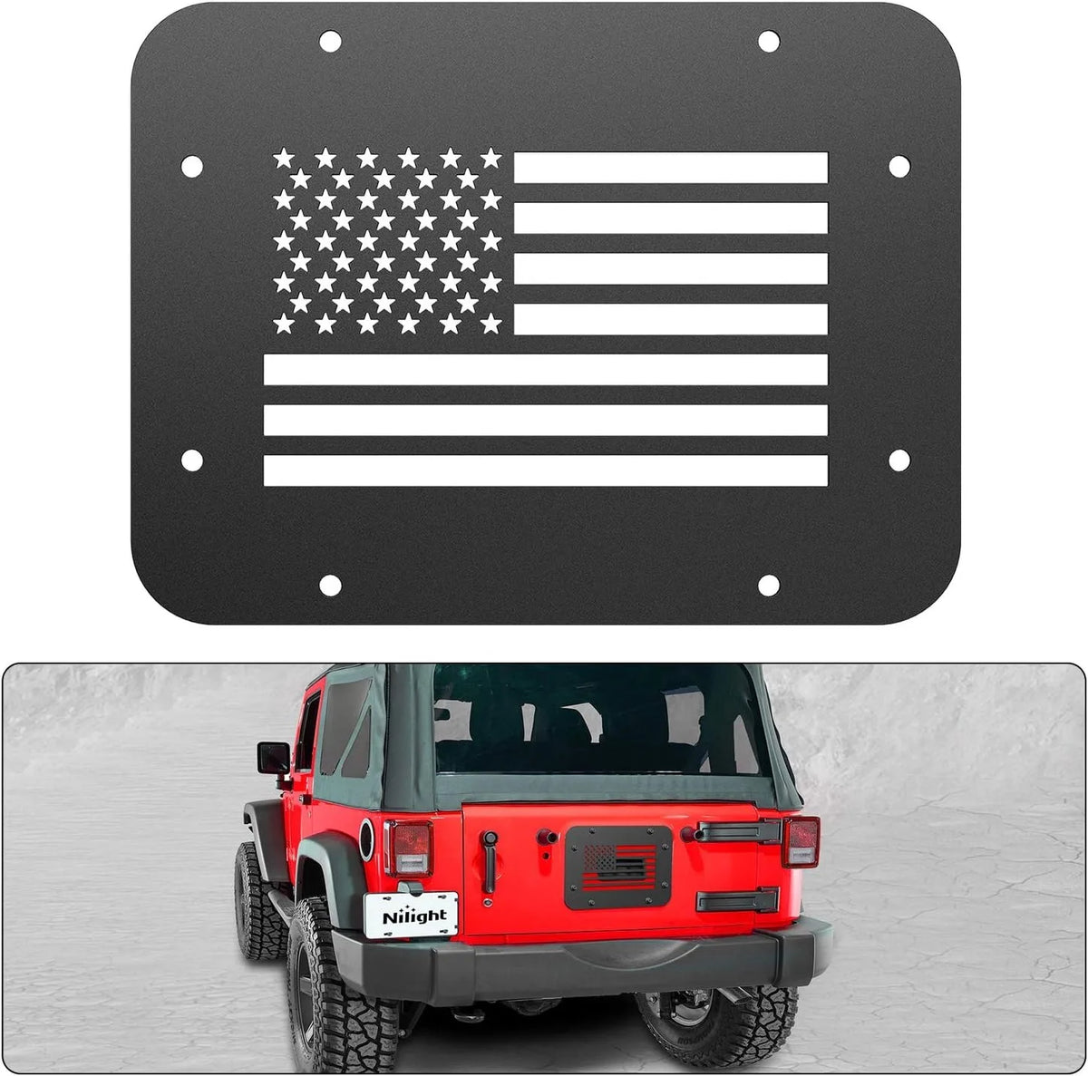 Nilight Spare Tire Carrier Delete Filler Plate Tailgate Vent-Plate Cover Exterior Accessories for 2007-2017 Wrangler JK & Unlimited Vue