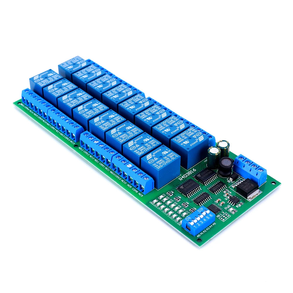16-Channel RS485 Relay Module Modbus RTU DC 12V PLC Controller RS485 Relay Module Vue