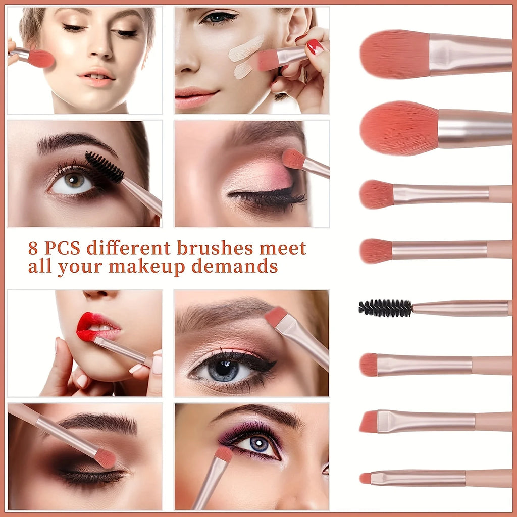 8-20Pcs Makeup Brush Set Portable Eyeshadow Foundation Blush Makeup Brush Kit Cosmetic Concealer Makeup Brushes Mini Beauty Tool Vue