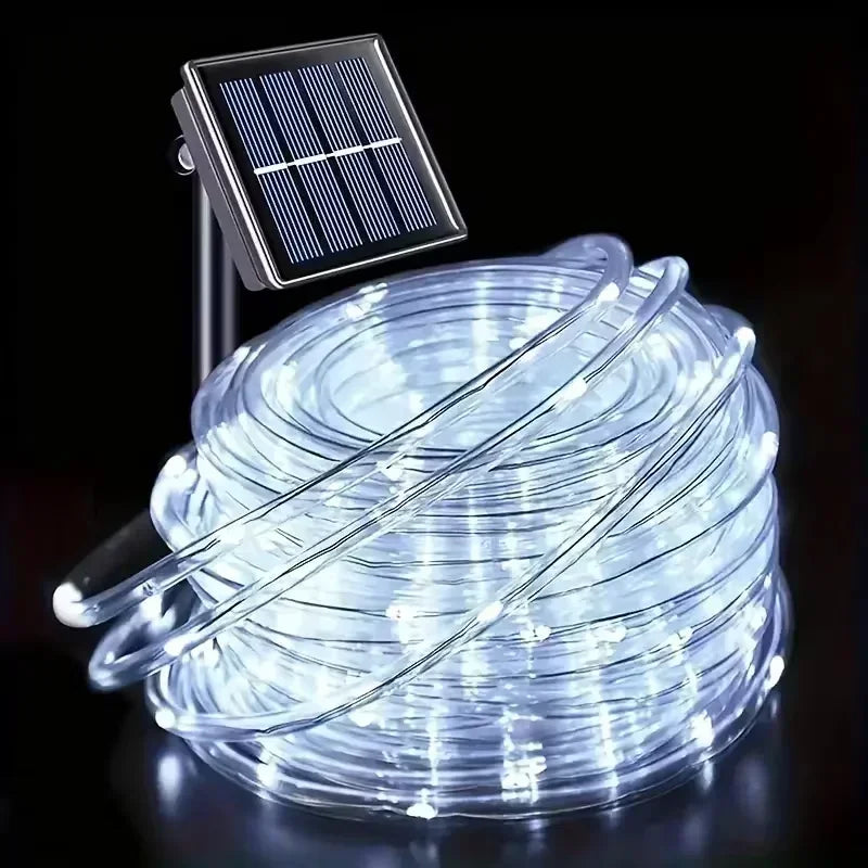 Solar Rope Lights Solar LED Light Path Deck Outdoor Garden Solar String Lights Waterproof Outdoor Lighting Strips 8 Light Modes Vue WHITE 7M 50leds