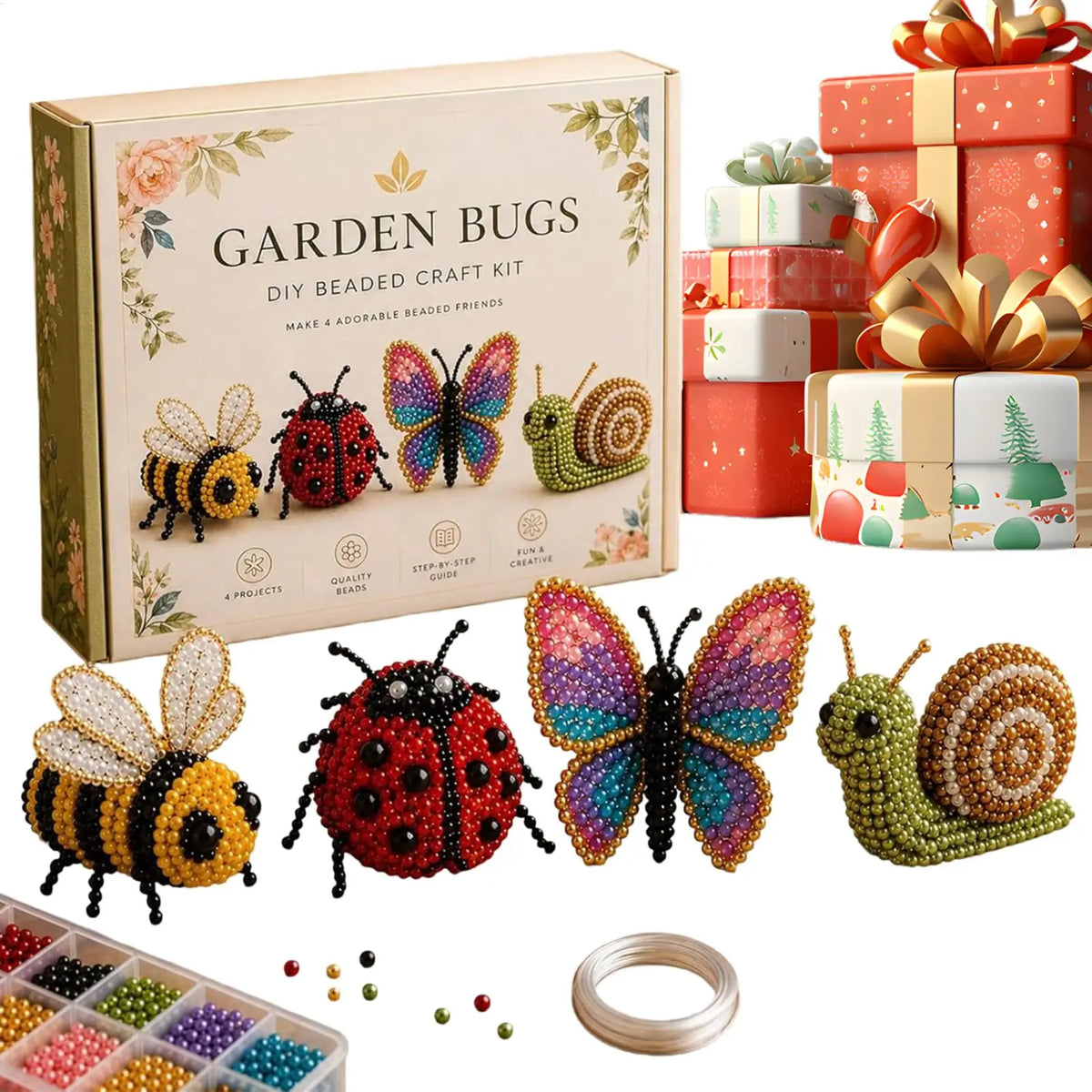 Mini 3D Beaded Animal Craft Kit, Educational DIY Toy with Instruction, Creative Crafting Set for Kids Teens Adults Women Vue