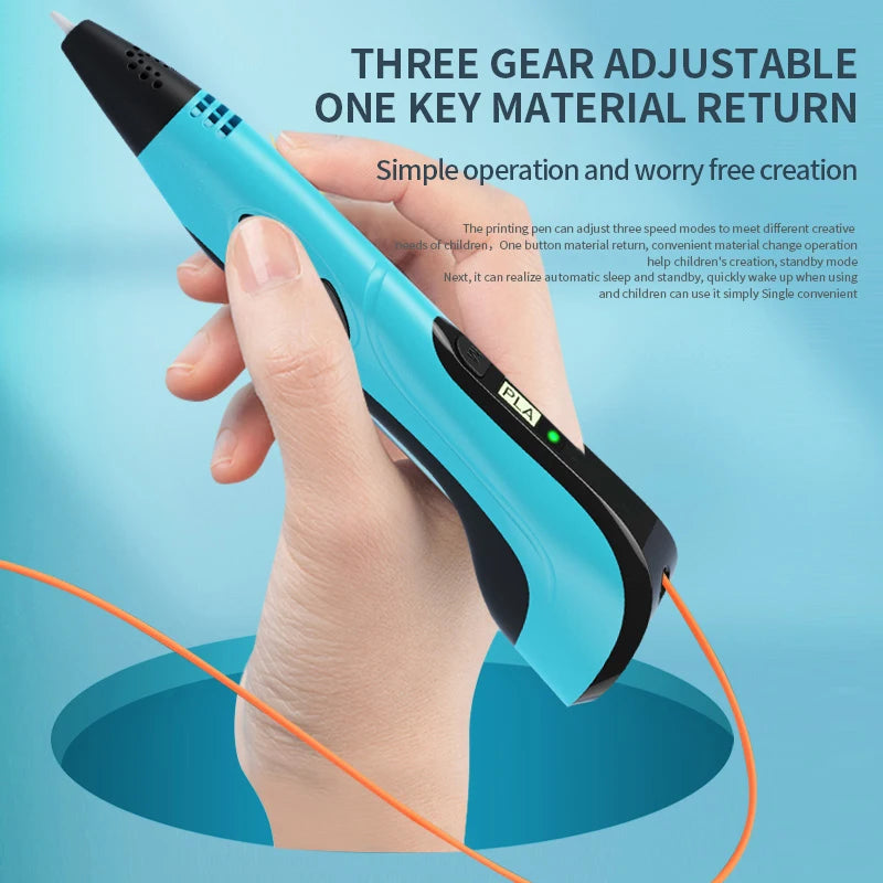 New 3D Printing Pen 3D Pen for Children 1.75mm PLA Filament DIY Drawing Birthday Christmas Gifts for Kids with Travel Case Vue
