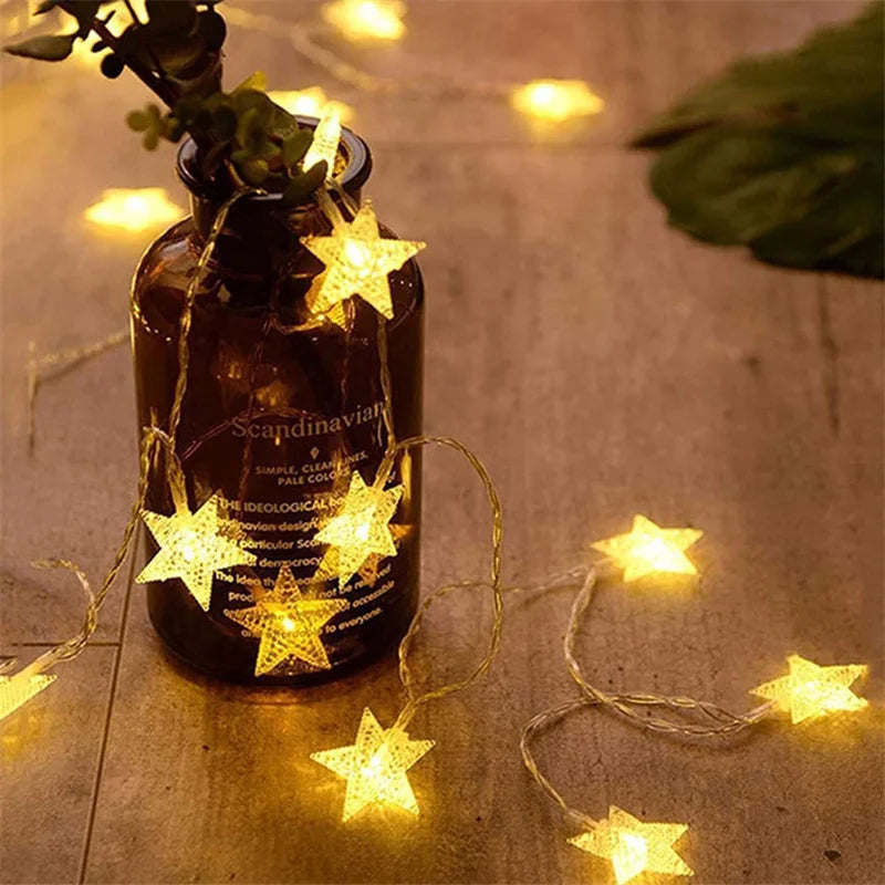 2025 Festival Star LED String Lights Party Indoor Atmosphere Christmas Decoration Room Battery Lights Outdoor Waterproof Outdoor Vue