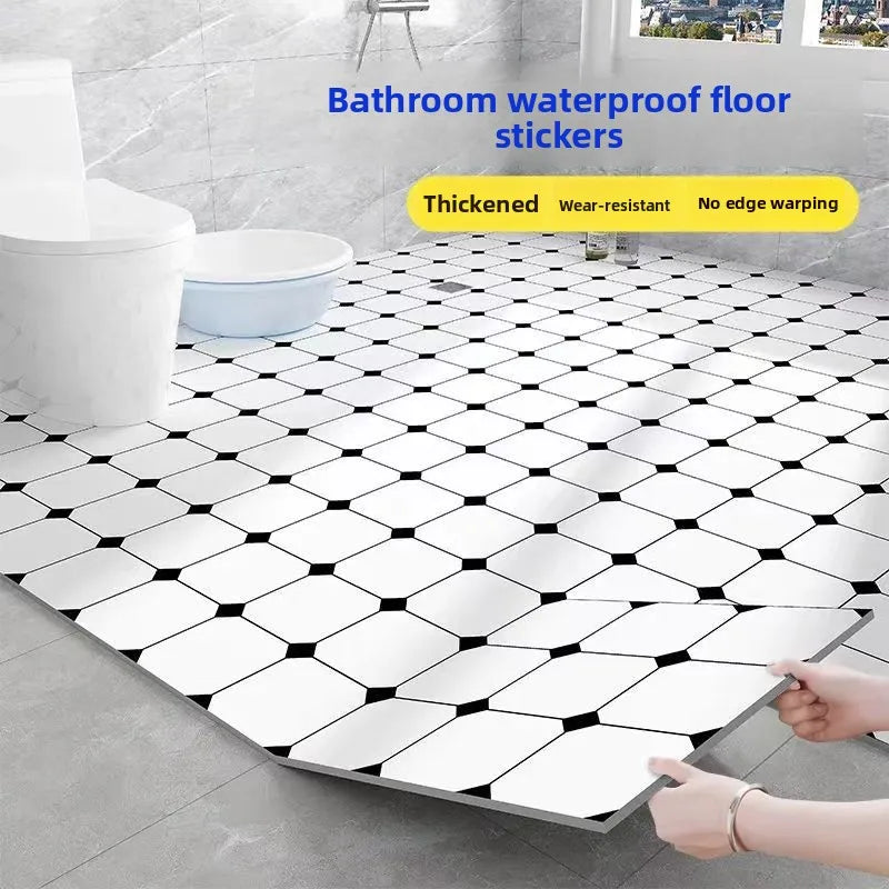 10PCS Stone Plastic Composite Waterproof Floor Sticker Self Adhesive PVC for Bathroom Balcony Kitchen Easy Install Home Decor Vue