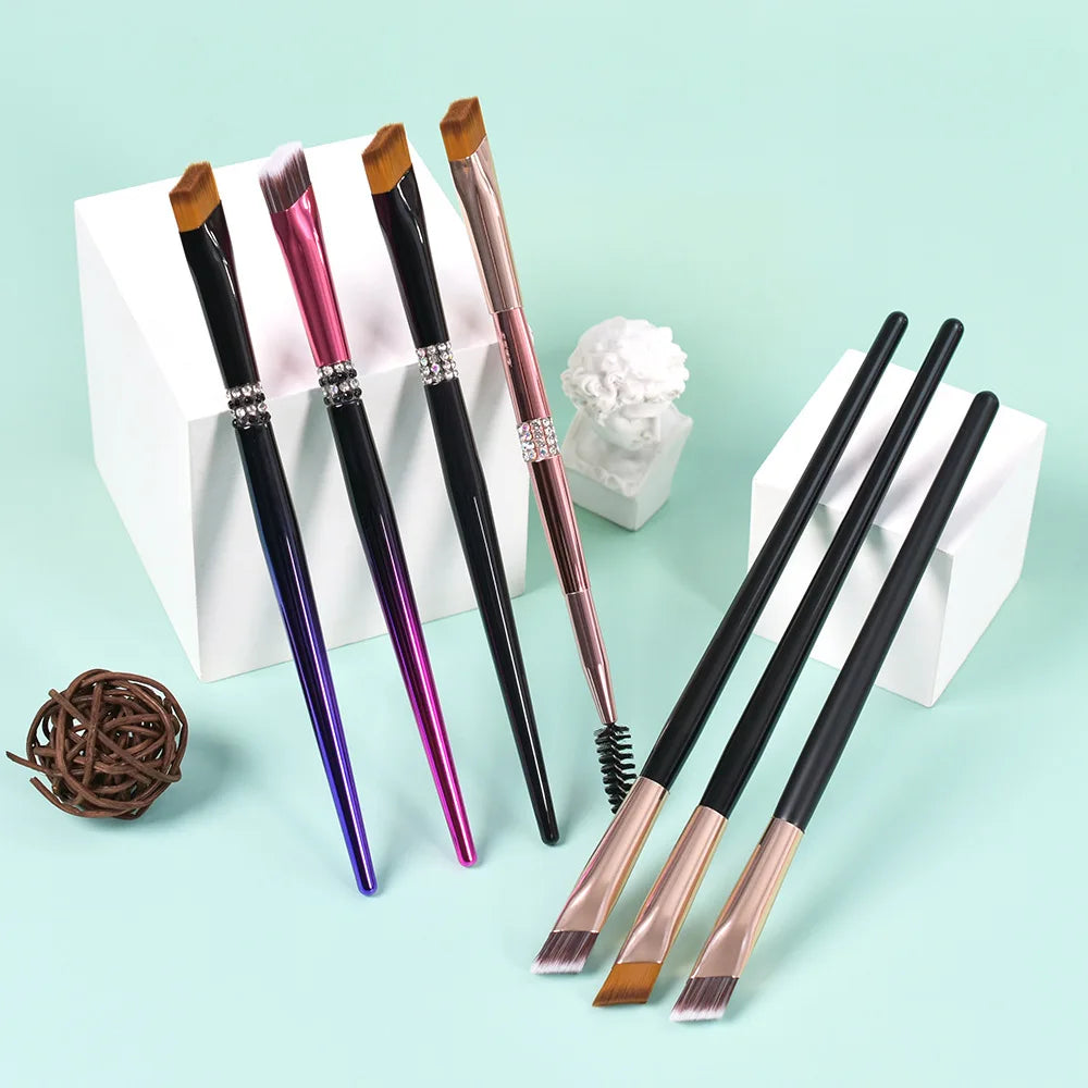 Eyebrow Makeup Brush Square Quad Angled Brushes Slanted Flat Beauty Cosmetic Tool Luxury Diamond Handle Private Label 20pcs Vue