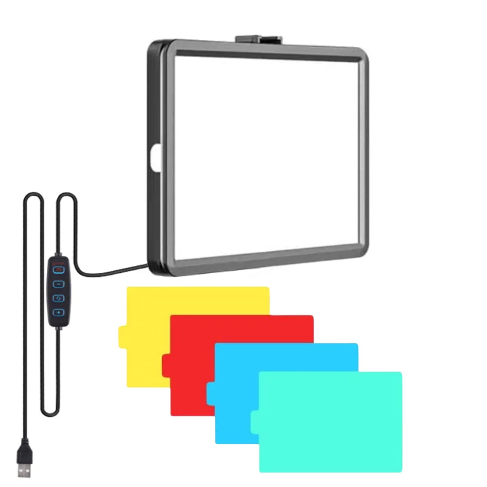 Photo Studio 8-inch Led Fill Light Video Fill Lamp Panel Photography Lighting for Live Streaming With 4 Colors RGB Filter Vue black