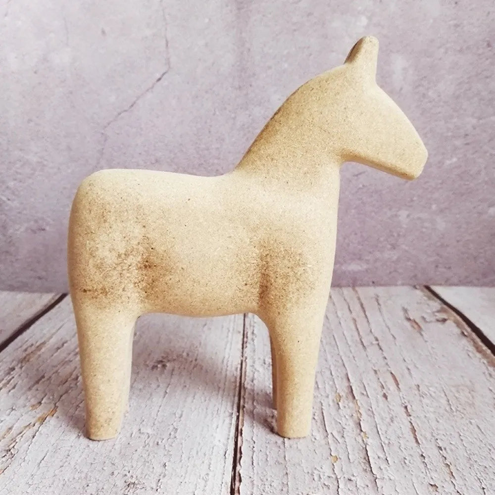 Handmade Wooden Horse DIY Drawing Farmhouse Style Unpainted Horse Statue Carved Design Vintage Blank Animal Figurine Vue