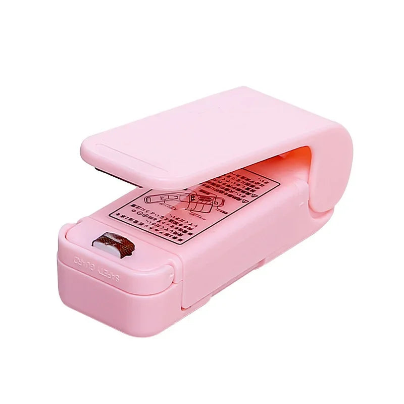 vvocci Heat Bag Mini Sealing Machine Package Sealer Bags Thermal Plastic Food Closure Portable Sealer Packing KitchenAccessories Vue B400 Pink No battery