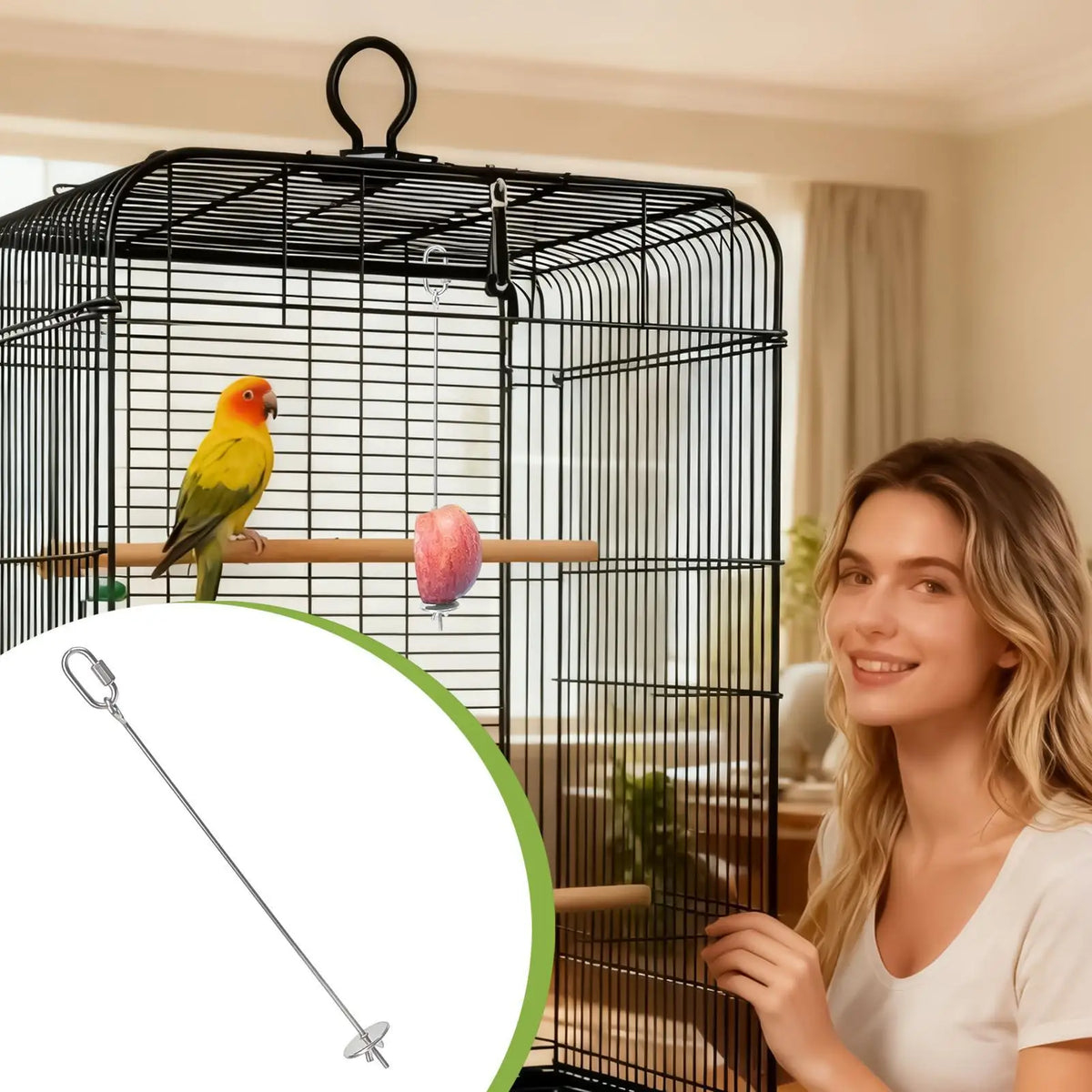 S/M/L Stainless Steel Bird Fruit Skewer Holder for Cage Foraging Toy for Parakeet Cockatiel Conure Macaw Finch Dishwasher Safe Vue