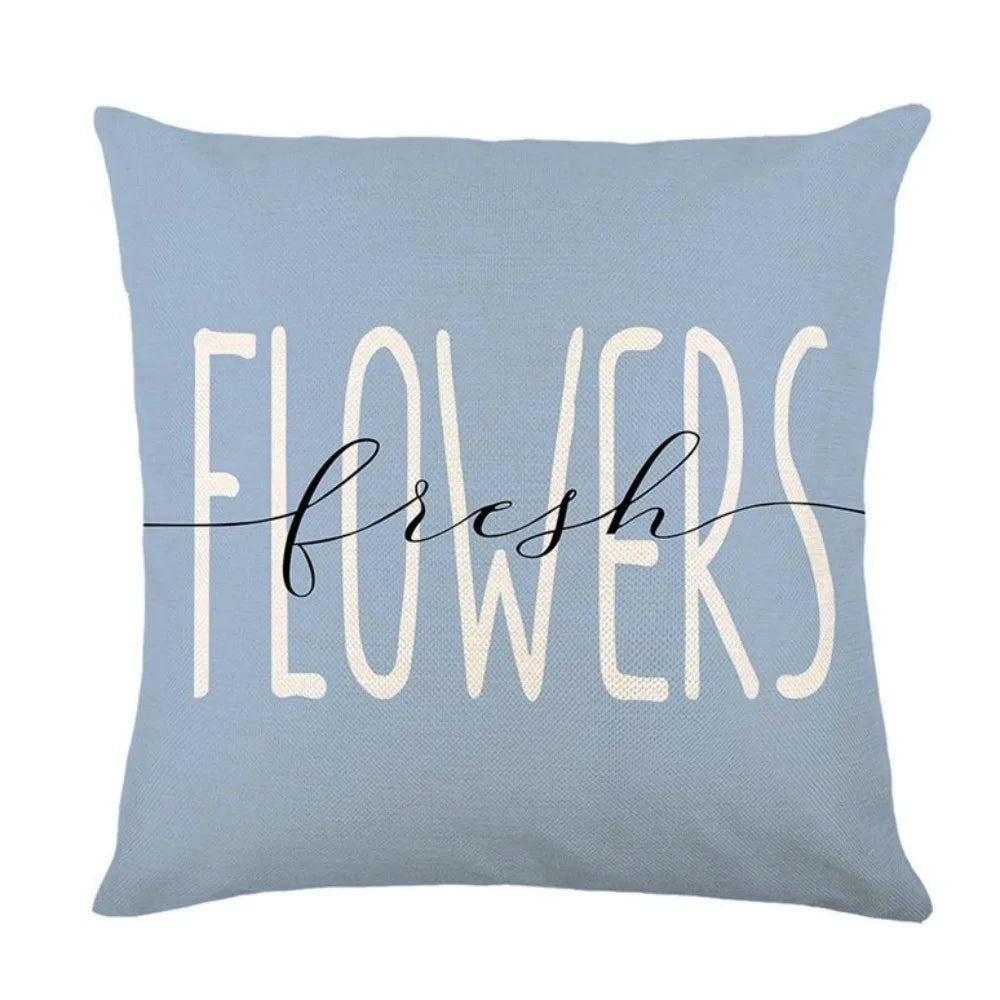 Skin-Friendly Hydrangea Cushion Cover Flower Printed Linen Throw Pillow Cover Soft with Zipper Floral Pillow Cover Home Decor Vue Style A