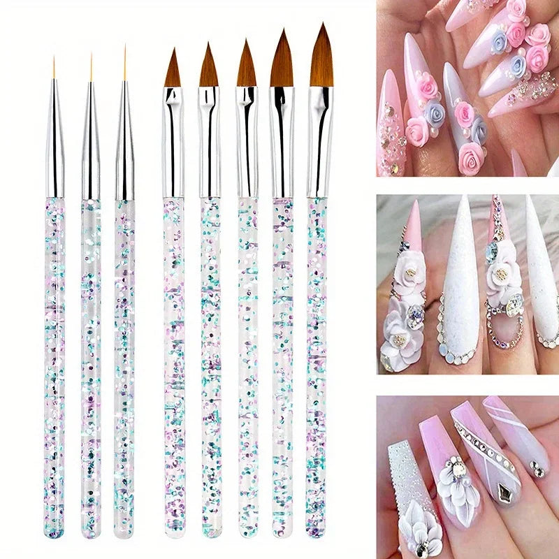 3/8Pcs French Stripe Nail Art Liner Brush Set Tips Line Drawing Pen UV Gel Painting Brushes Manicure Tools Vue