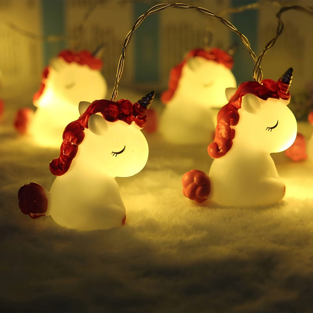 Cute 3D Unicorn LED String Lights, Warm White Cartoon Unicorn Fairy Lights for Kids Bedroom Nursery Birthday Party Decor Vue