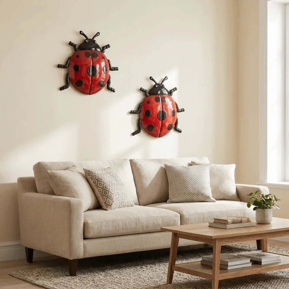 3PCS/SET Realistic Metal Wall Decoration Wall Hanging Craft Iron Beetle Wall Art Decorative Insect Fake Insect Ornaments Vue