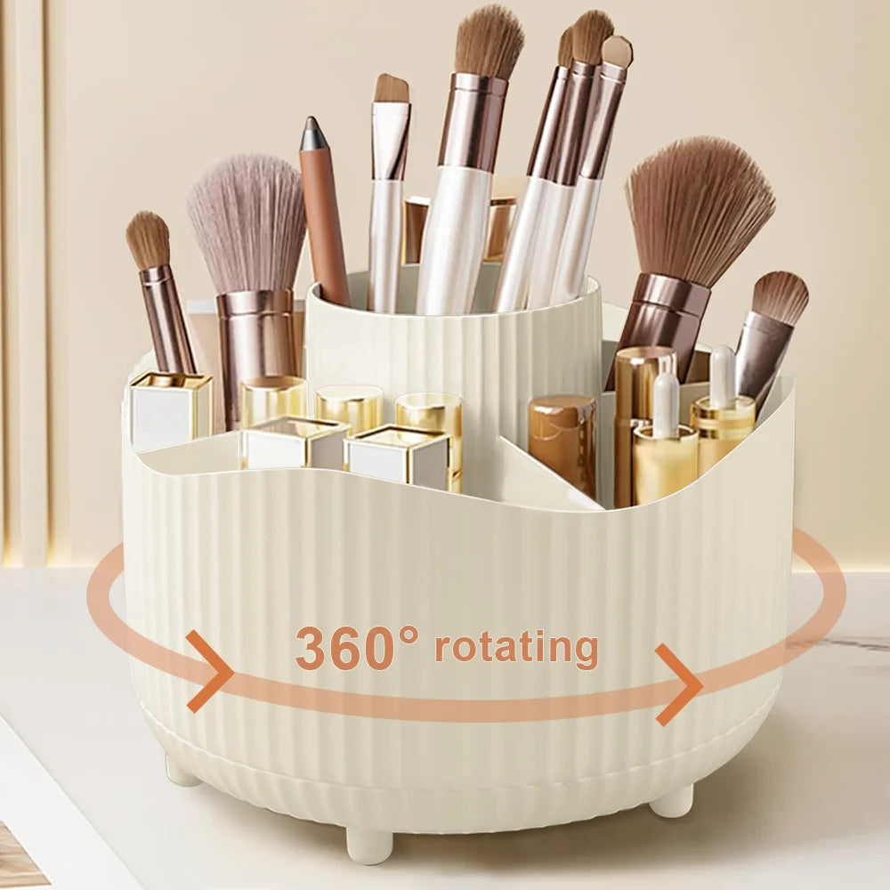 360° Rotating Makeup Brush Holder Cosmetic Brush Holder Large Capacity Lipstick Eyebrow Makeup Brush Holder Jewelry Container Vue ZYA-BE