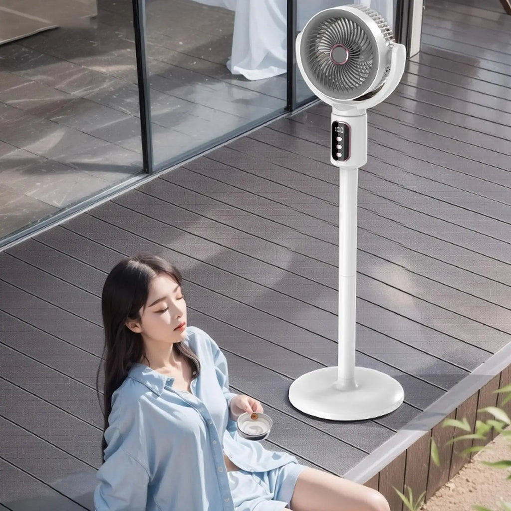 4000mah Digital Display Standing Fan 5-Speed Oscillating Floor Fan with Remote, Adjustable Height Quiet Cooling for Home Office Vue
