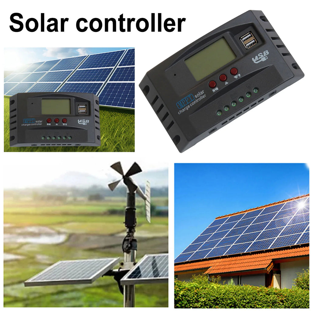 MPPT Solar Charge Controller 12V/24V LCD Dual USB & Timer Solar Charge Controller Vue