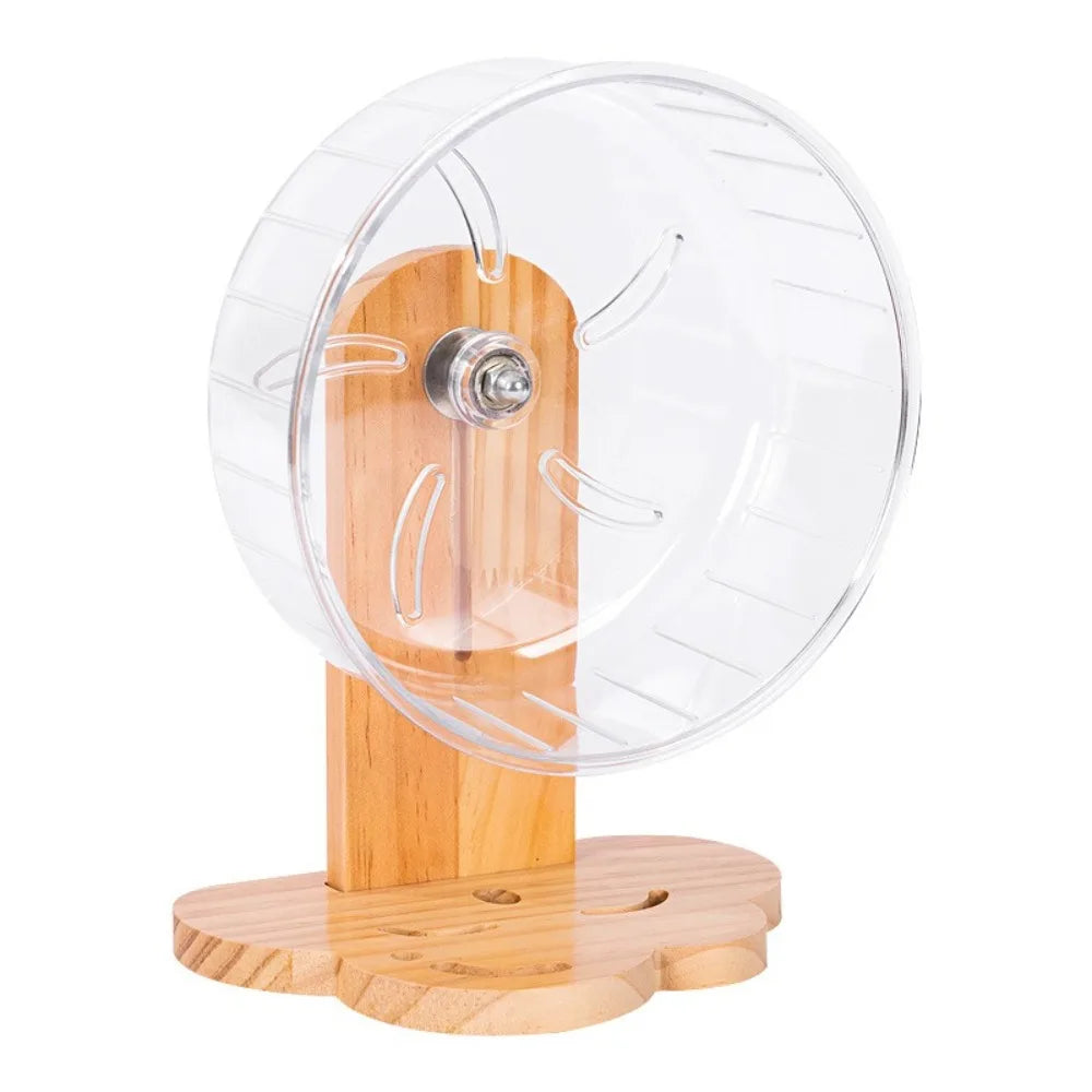 Transparent Hamster Exercise Wheel Adjustable Height Sturdy Silent Running Wheel Thickened Wooden Stand Pet Exercise Toy Vue Transparent