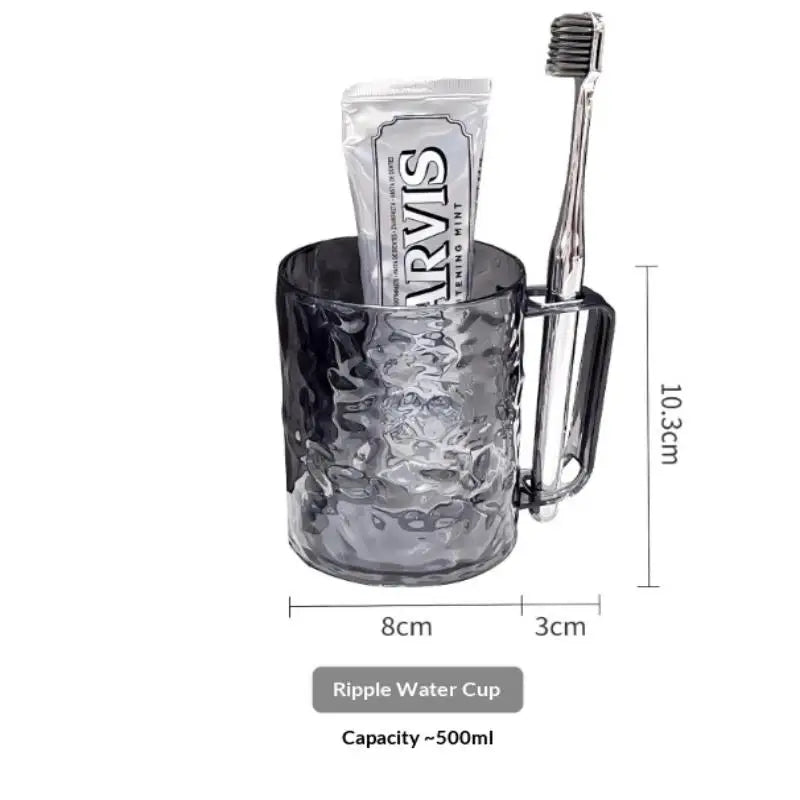 Toothbrush Cup Plastic Handle Transparent Holder for Home Dormitory Travel Kids and Adult Daily Bathroom Use Vue