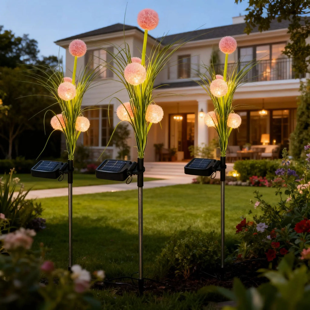 Solar Powered Ball Lights Garden Lawn Lights Flower Design Lawn Lighting Outdoor Decor Lamp Pathway Floral 5 LEDS Vue