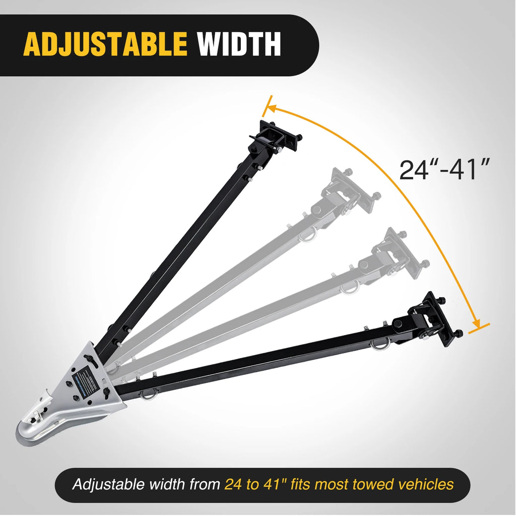 Nilight Tow Bar with Safety Chains, Coupler Fits 2-Inch Hitch Ball, 5500 lbs Towing Capacity, 41-in Opening Width, Bumper-Mounted Universal Towing Bar for RV, Car, Trailer, Truck, Alloy Steel Vue