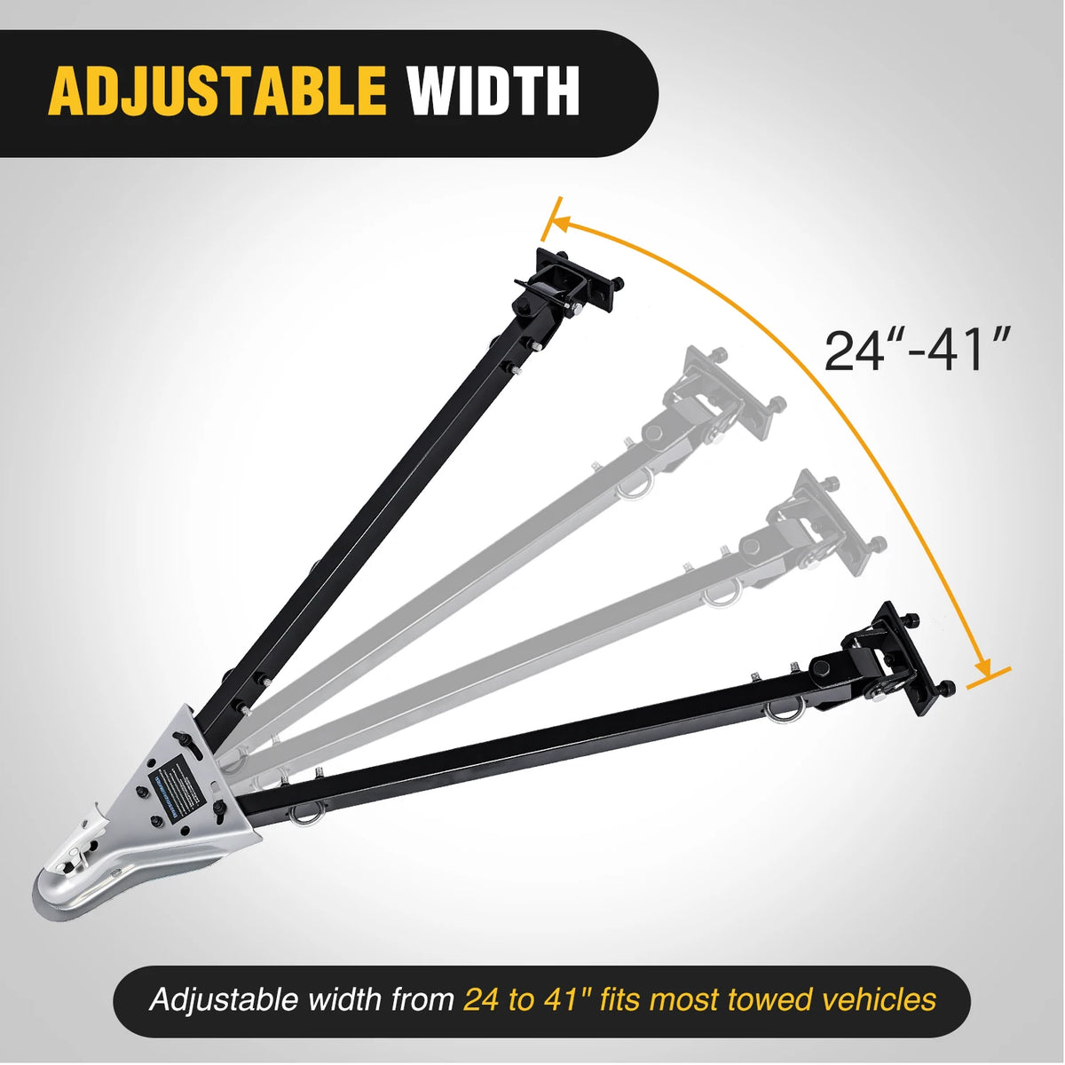 Nilight Tow Bar with Safety Chains, Coupler Fits 2-Inch Hitch Ball, 5500 lbs Towing Capacity, 41-in Opening Width, Bumper-Mounted Universal Towing Bar for RV, Car, Trailer, Truck, Alloy Steel Vue