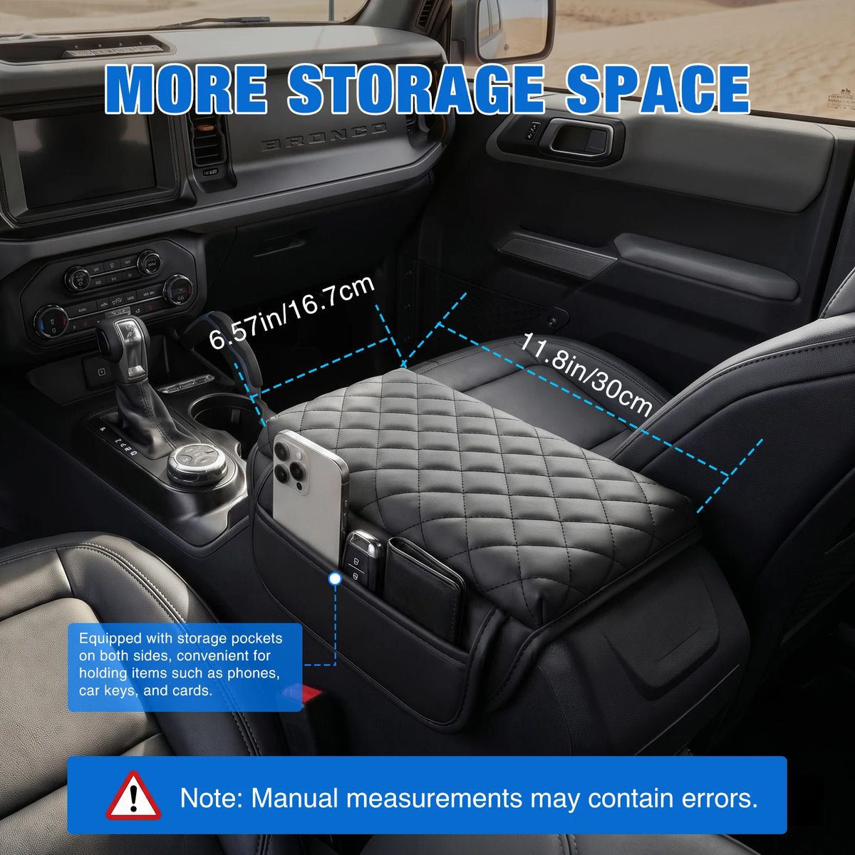 Nilight Custom Fit Center Console Cover for Ford Bronco 2021-2024 2 Door & 4 Door, Ford F150/F250/F350/F450/F550 2015-2024, Ford F150 Work Surface Center Console 2021-2025, Leather Armrest Pad, Console Protector, Interior Acc Vue
