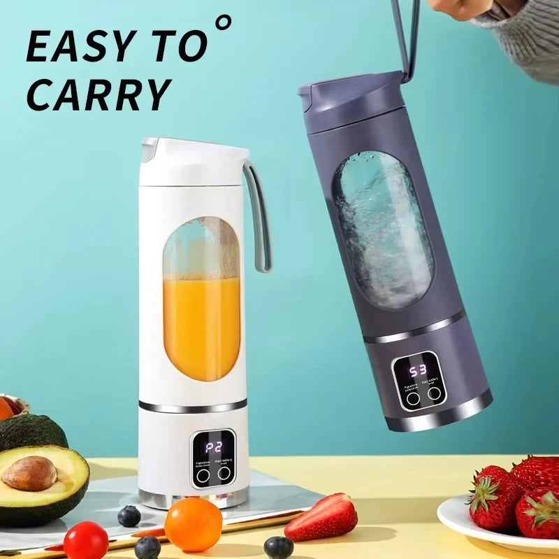 12 Blades Portable Fruit Juicer 450ml Capacity 3 Gears USB Rechargeable Blender Ice Crusher Vue