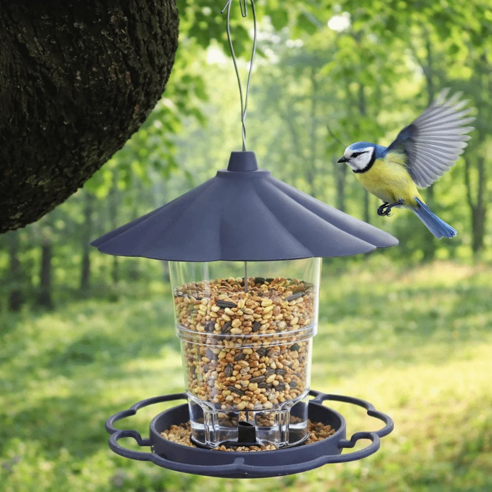 Folding Hanging Wild Bird Feeder Waterproof Gazebo Style Hummingbird Feeder Large Capacity with Lanyard Automatic Bird Feeder Vue