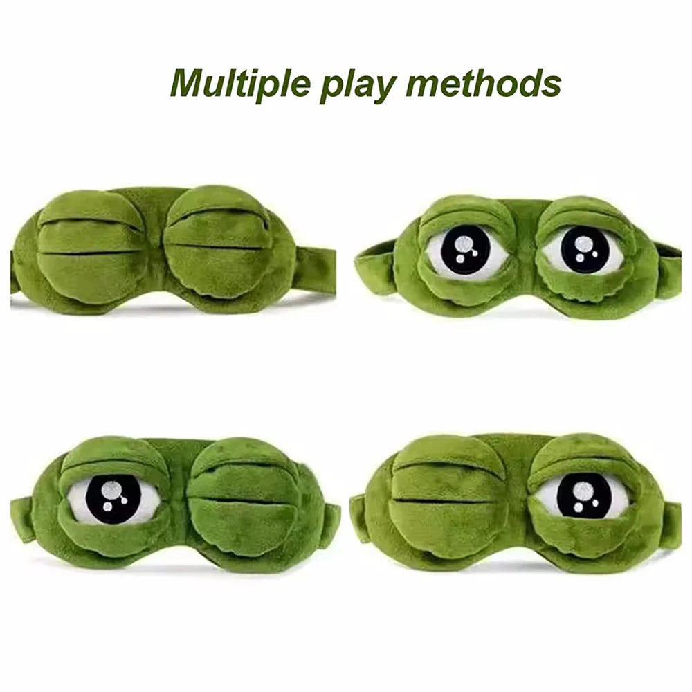 3D Cartoon Frog Sleep Mask Soft Light Blocking Eyeshade Portable Travel Office Blindfold Comfort Sleeping Aid for Men Women Vue