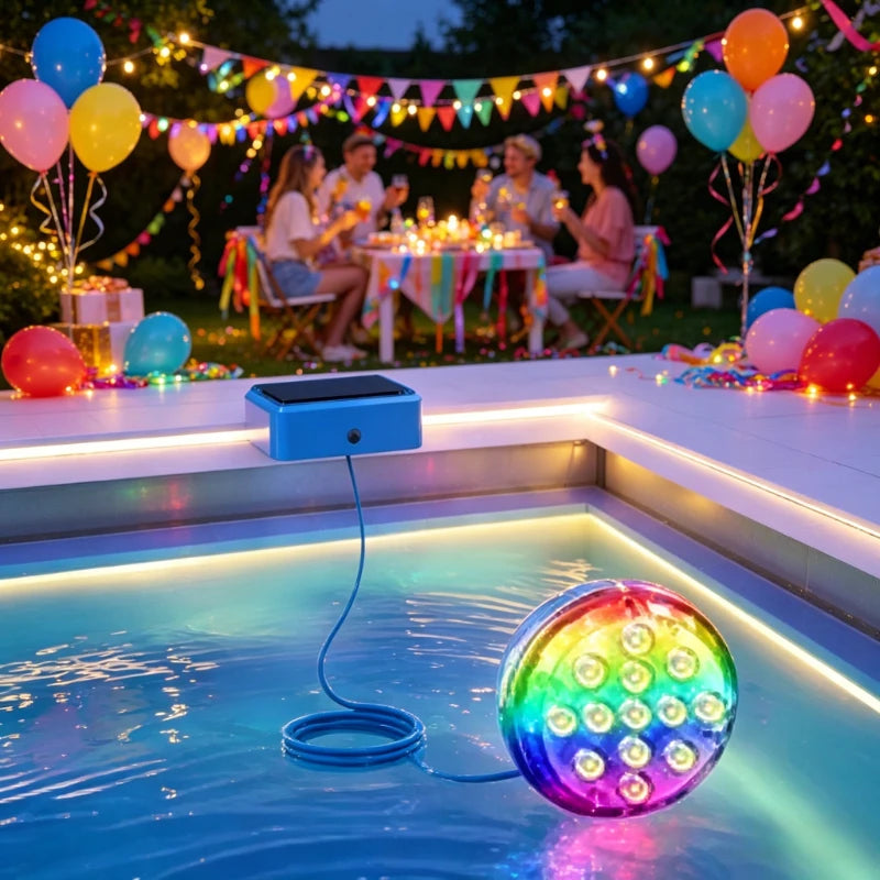 RGB Solar Underwater Pool Light Waterproof LED Color Changing Lamp for Outdoor Garden Above Ground Pool Pond Fish Tank Fountain Vue