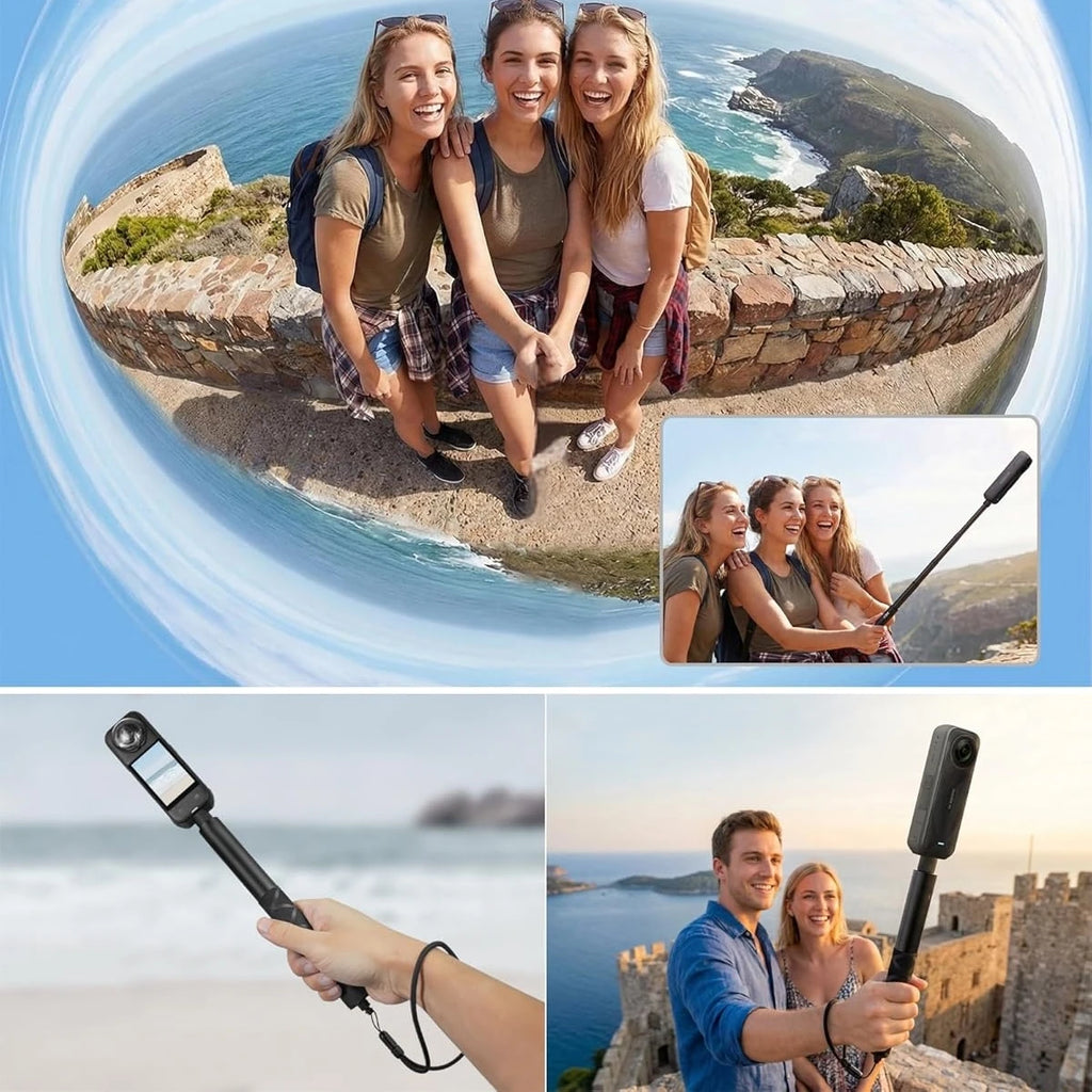22.7-118cm Invisible Extension Pole Selfie Stick Aluminum Alloy Handle Monopod for Insta360 X4 X3 X5 Action Camera Accessories Vue