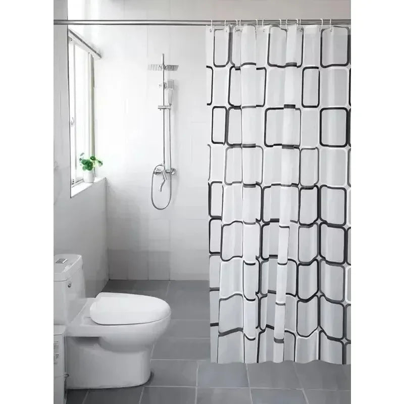 1PCS Bathroom Shower Curtains Waterproof Modern Geometric Plaid Pattern Household Decoration Translucent Good Quality Vue grid 180X200cm