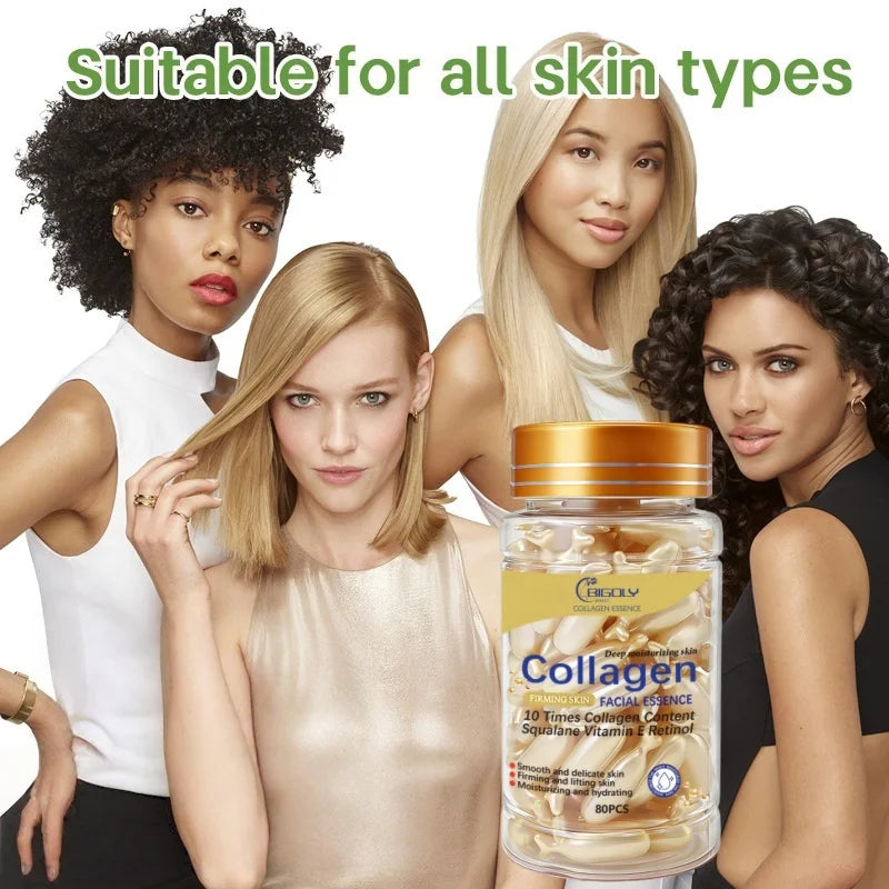 Collagen Facial Essence, Deeply Moisturizing, Firming and Lifting the Skin, Packaged in Capsules, Safe and Hygienic, Easy to Carry Vue
