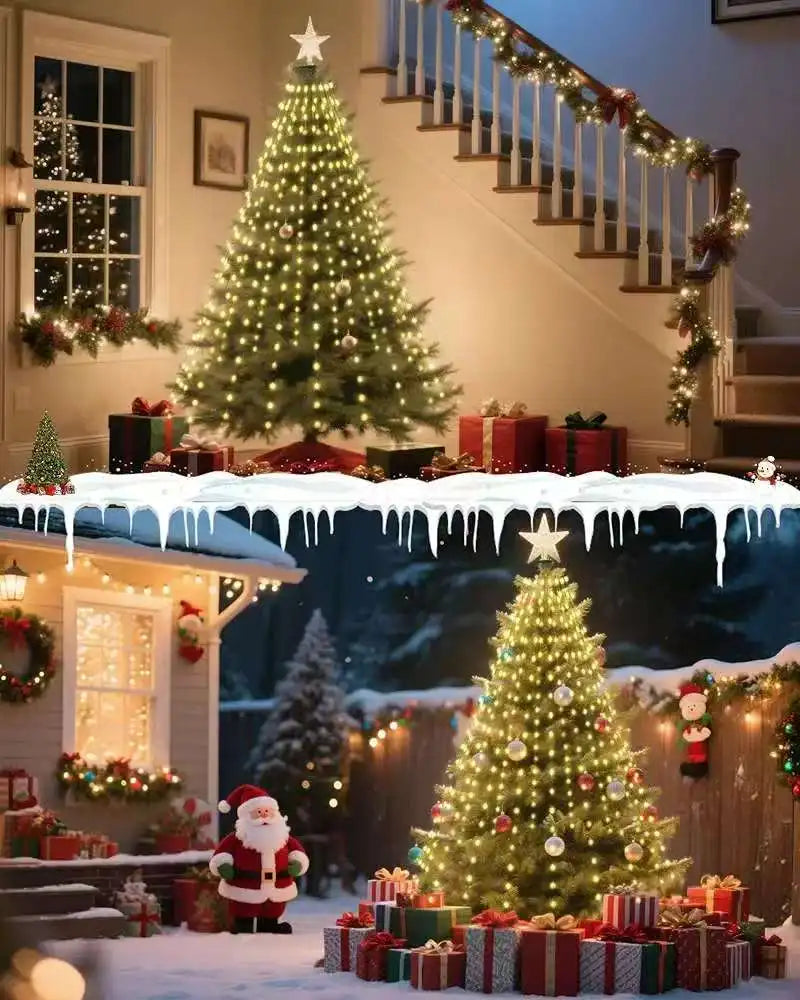 Christmas Tree Waterfall Lights-400/320High-Brightness LEDsUSB&Remote Control,8Lighting Modes Indoor/Outdoor Christmas TreeDeco Vue
