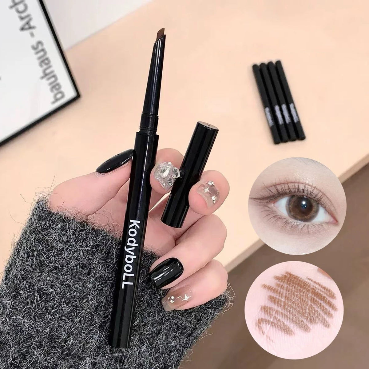 Waterproof Matte Red Eyeliner Gel Pencil Ultra-thin Long Lasting Quick Dry Smooth Black Eye Liner Pen Silky Makeup Cosmetics Vue