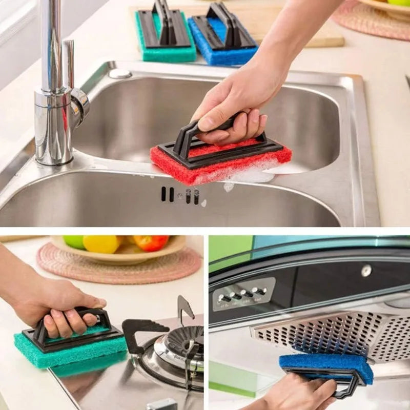 1-20PCS Durable Kitchen Sink Sponge Brush with Handle for Dishes Pans Tiles Bathtub Stove Multi Surface Cleaning Scrubber Tool Vue