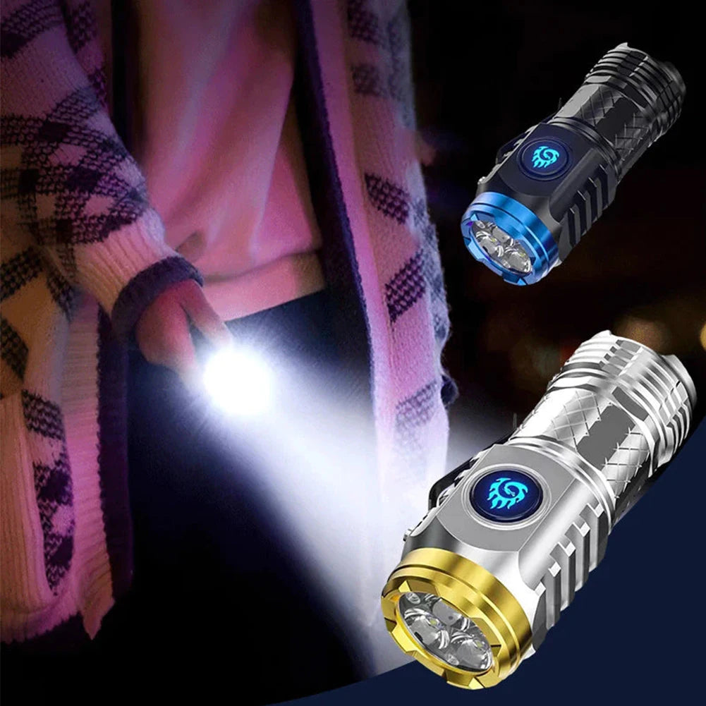 Type-C Rechargeable Super Bright Flashlight 5 Light Mode Waterproof Flashlight Powerful Handheld Flashlight Small LED Flashlight Vue