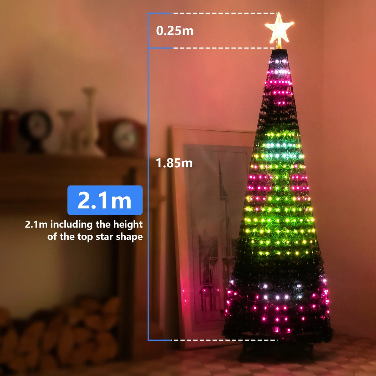 Christmas Advent Smart Christmas Tree Lights DIY Multicolor Fairy LED Star String Waterfall Christmas Gift APP Bluetooth Home Vue 20pcs string of 2.1m EU Plug