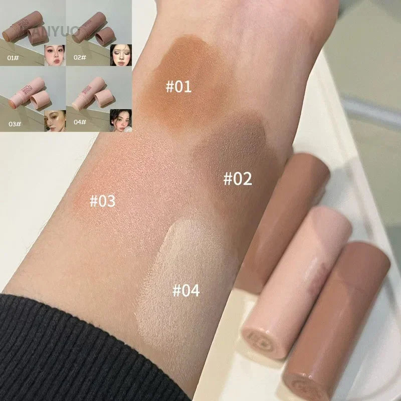 Double Head Contour Stick Bronzer with Brush Face Nose Shadow Cream Highlight Pen Waterproof Lasting Contouring Makeup Cosmetics Vue