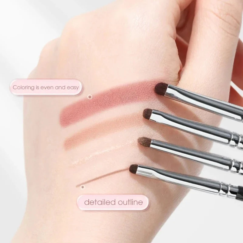 4Pcs Fine Eyeshadow Brushes Smudge Precision Eyeliner Smudge Makeup Brush Eyelid Highlighter Lying Silkworm Makeup Brushes Tools Vue
