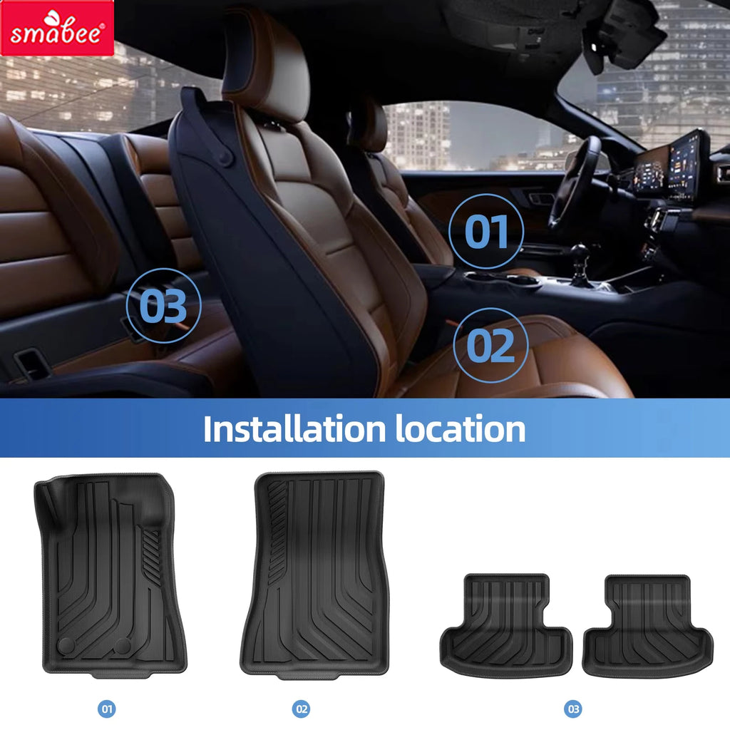 Smabee for Ford Mustang 2015-2026 (NOT for Mustang Mach-E ）Cargo Liner with Subwoofer) Car Floor Mats Trunk Pad TPE Waterproof Vue