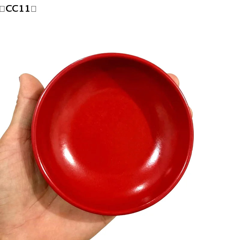 3pcs Red And Black Round Sauce Dishes Food Dipping Bowls Melamine Seasoning Dish Appetizer Plates Round Seasoning Dish〔CC11〕 Vue