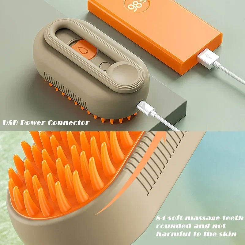 3in1 Cat Steam Brush Steamy Dog Brush Electric Anti-splashing Brush with Steam Spray Massage Pet Grooming Comb Hair Removal Comb Vue