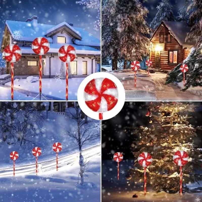 Solar Lights Outdoor Christmas Lollipop Lamp LED Garden Decoration Waterproof Landscape Halloween Lights Lamps Home Balcony Vue