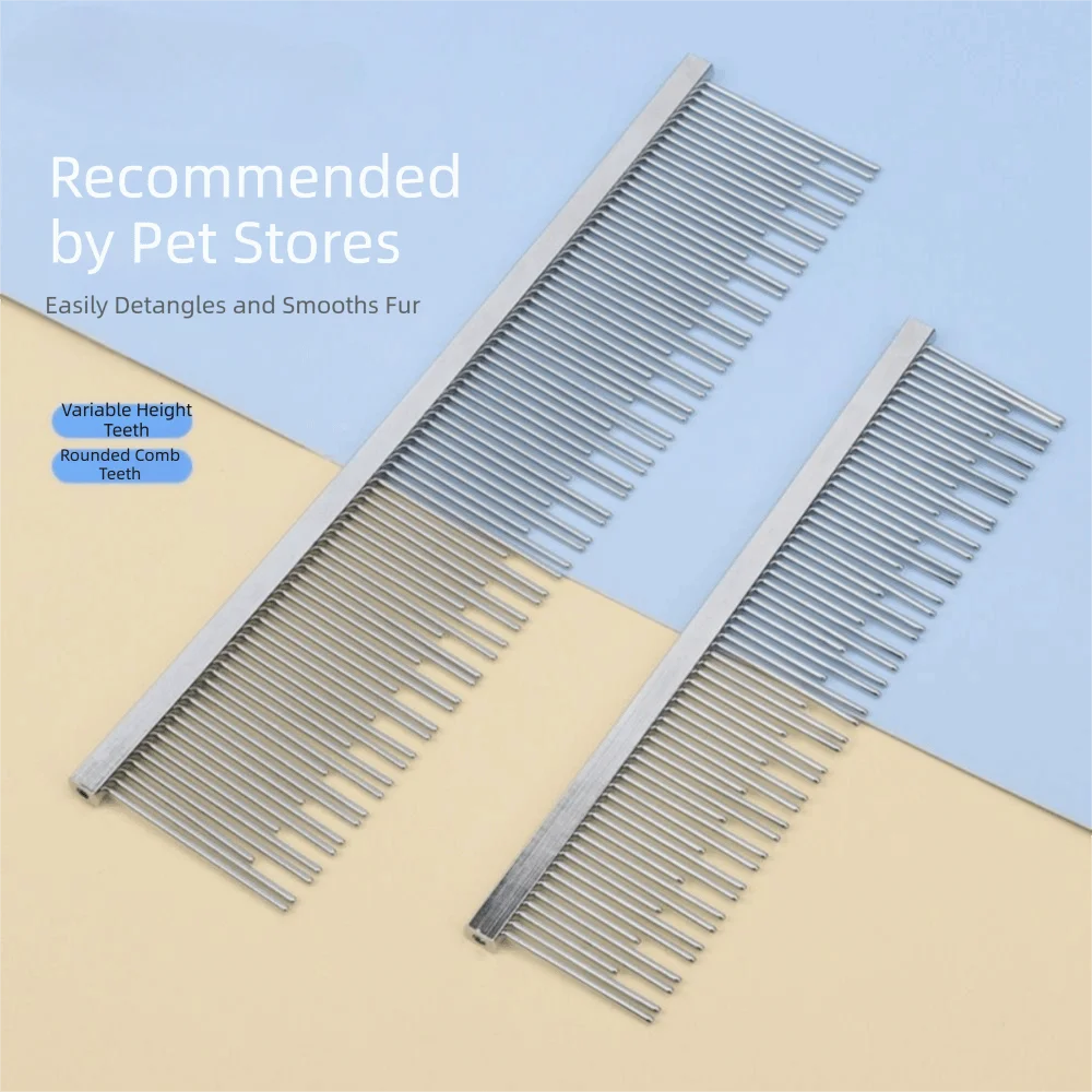 Double Toothed Pet Grooming Comb Short and Long Needles High Low Teeth Detangling Grooming Tool Reusable Anti-Static Vue