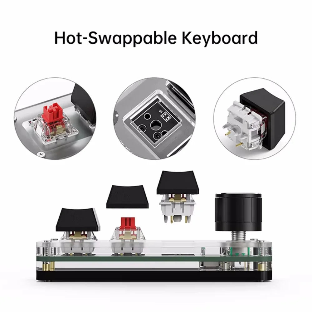 Mini Keyboard 3 Keys 1 Knob RGB Programming Macro Mechanical Keyboard Gaming Custom Switch Portable Keypad For Photoshop Vue