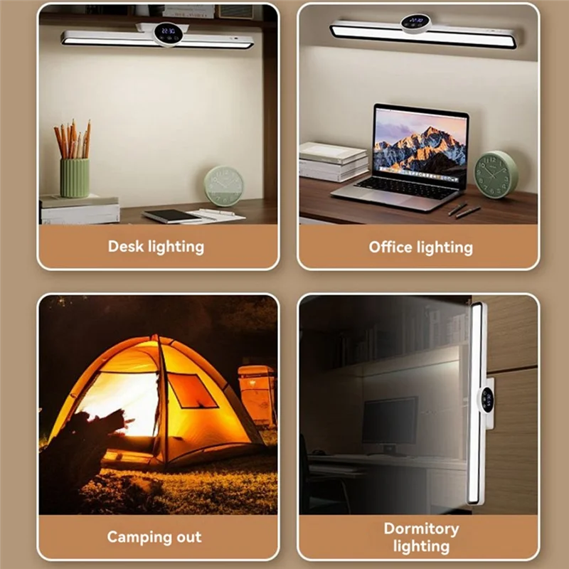 Desk Lamp Hanging Magnetic Clock Table Lamp LED USB Rechargeable Stepless Dimming Cabinet Closet Wardrobe Night Lightabkw Vue